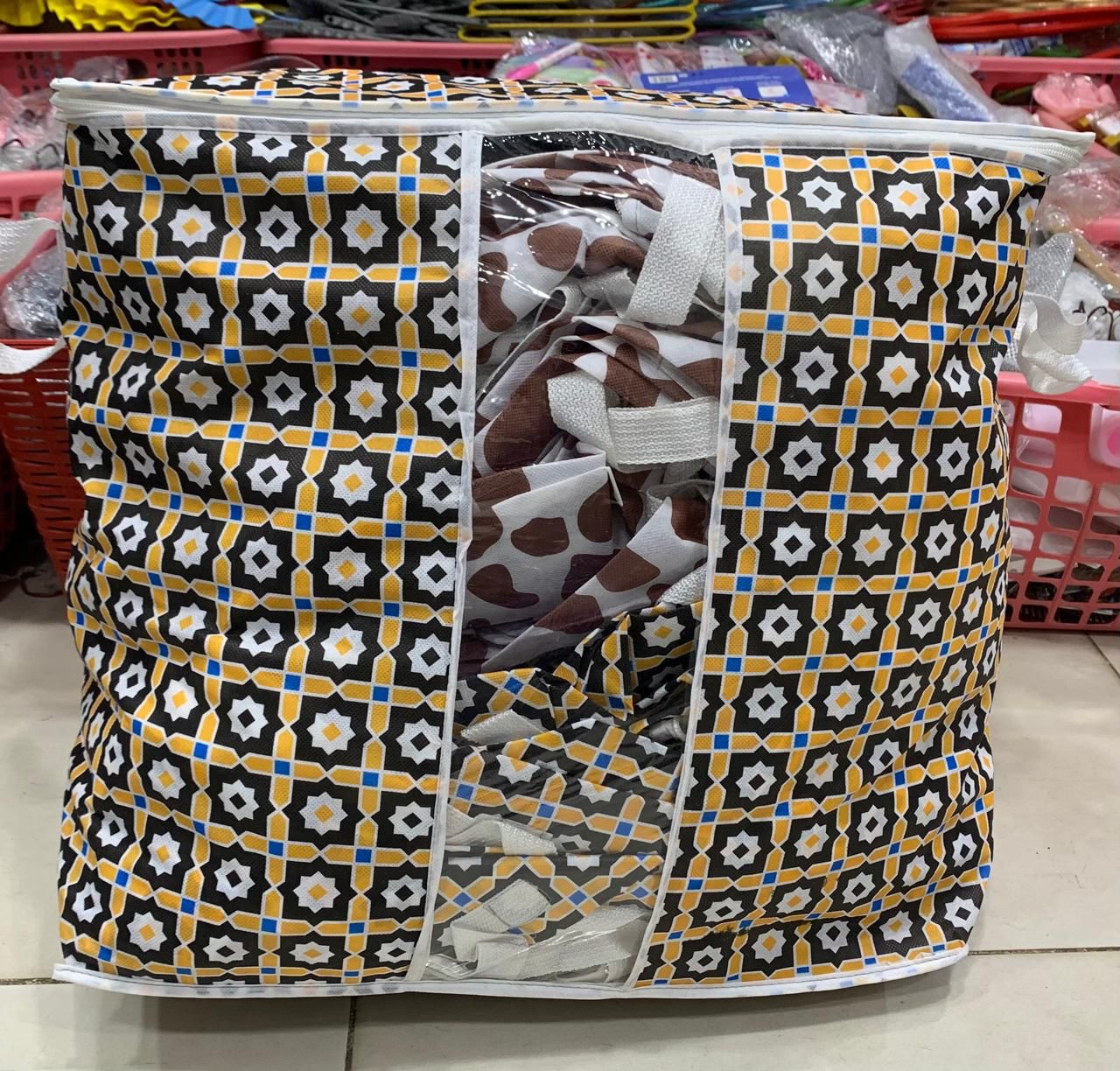 Printed Multipurpose Storage Bag, Storage Bags With Handles, Non Woven Floral Print Storage Organizer, Closet Organizer Printed Multipurpose Storage Bag, Storage Bags With Handles, Non Woven Floral Print Storage Organizer, Closet Organizer